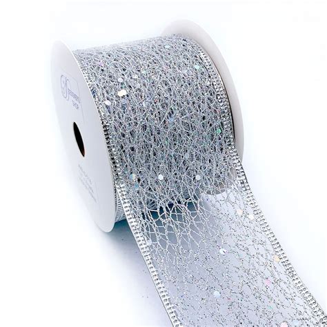 Designer’s Shop WR 63-5116 2.5” x 10 yard Holiday Metallic Silver ...