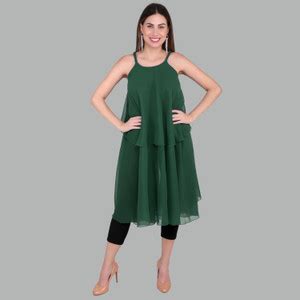 VAANYA Women Layered Dark Green Midi/Calf Length Dress - Buy VAANYA ...