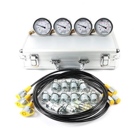 Amazon.com: IMELBUFF Hydraulic Pressure Test Kit, 100/250/400/600Bar, 4 ...