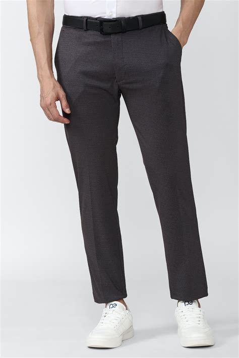Buy Men Grey Textured Super Slim Fit Formal Trousers Online - 744803 ...