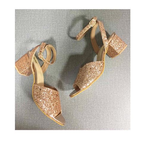 Rose gold shimmer mid heels – Shoe That Fits You