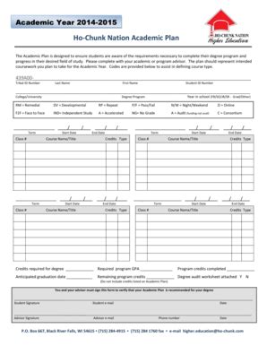 Fillable Online Ho-Chunk Nation Academic Plan Fax Email Print - pdfFiller