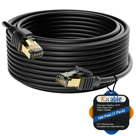 Cat 7 Ethernet Cable 100 Feet, Long High Speed Internet Cord, CAT7 RJ45 ...