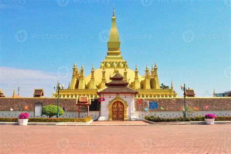 Pha That Luang Stupa in Vientiane capital city of Laos. 21709278 Stock Photo at Vecteezy