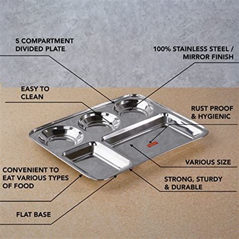 Sumeet Stainless Steel Rectangular 5 in 1 Compartment Lunch / Dinner P ...