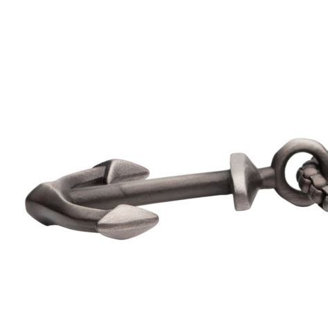 Buy Gun Metal IP Anchor Pendant with Box Chain - INOX Jewelry - INOX ...