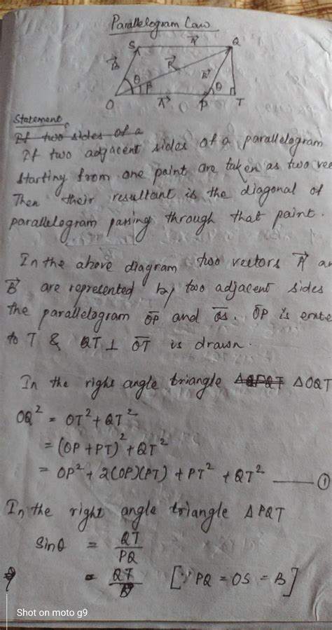 State and explain parallelogram of vector .Also find the magnitude and ...
