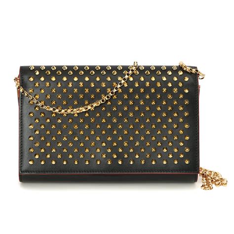 Shop Pre-Owned Christian Louboutin Paloma Spike Leather Clutch Bag ...
