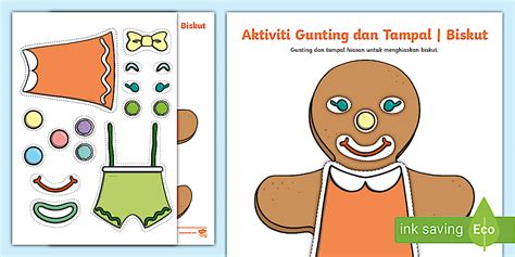 Aktiviti Gunting dan Tampal Prasekolah - Biskut - Twinkl