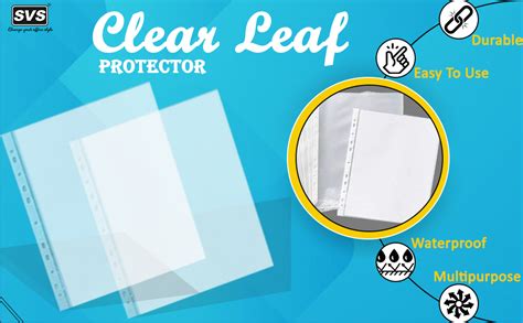 SVS Sheet Protector | Clear Leafs | Best for A4 Size Paper | 11 Punched ...
