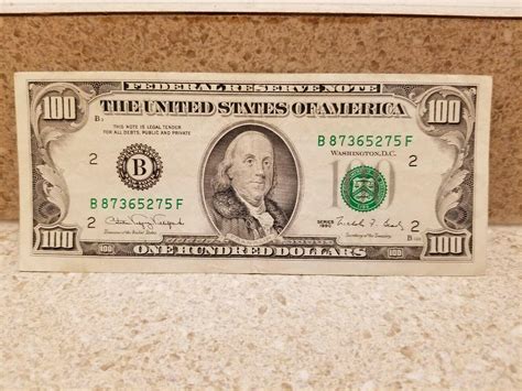 Series 1990 US One Hundred Dollar Bill $100 **NEW YORK ** B87365275F ...