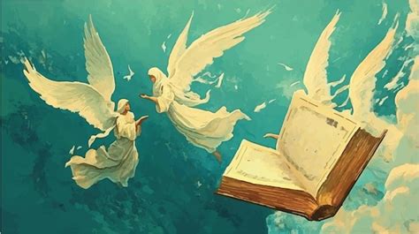 Angels descending with the quran a divine illustration vector ...