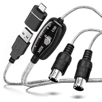 TNP USB to MIDI Cable Converter 2 in 1 PC to Synthesizer Music Studio ...