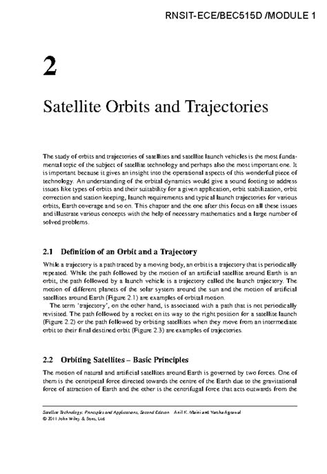 BEC515D - Module 1: Satellite Orbits and Trajectories Overview - Studocu