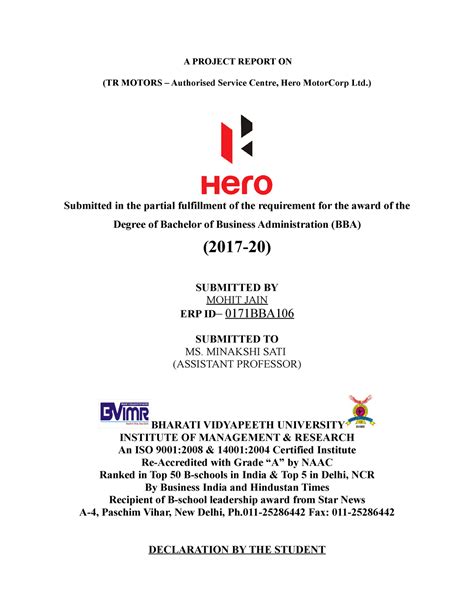 Internship Project ( Mohit jain) - A PROJECT REPORT ON (TR MOTORS ...