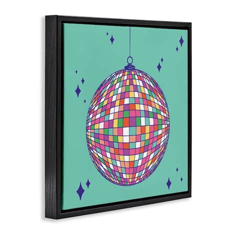 Stupell Industries Geometric Modern Disco Ball Black Framed Floater ...