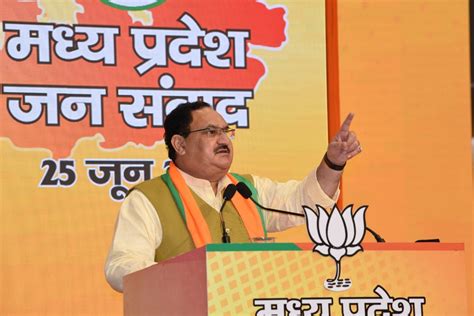 Photographs : BJP National President Shri J.P. Nadda addressing Madhya ...