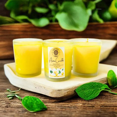 Bodhichitta Lemon Scented Candles,Organic Wax Candles 4x70gm Each ...