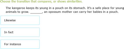 IXL - Choose the best transition (Class V English practice)