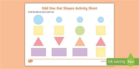 👉 Odd One Out Shapes Worksheet - Twinkl