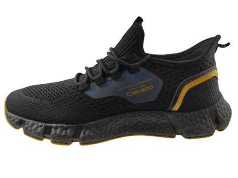 Calcetto Brand Men's CLT-0936 Laced Sport Shoes (Black/Gold) :: RAJASHOES