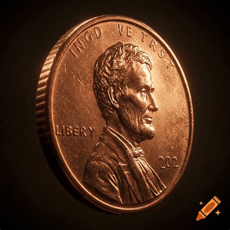 Close-up photorealistic image of a US Lincoln cent coin, showing ...