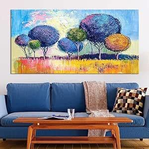 Aadee Craft Colourful Tree Painting Wall Canvas Painting For Living ...