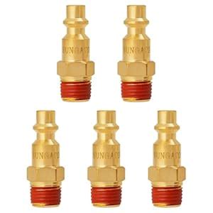 SUNGATOR 1/4 Inch Male Air Plugs, 5-Pack Brass NPT Industrial Air Hose ...