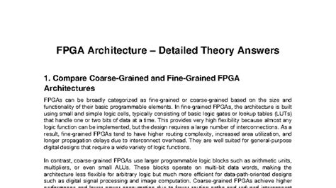 FPGA Architecture: Detailed Theory & Applications Analysis - Studocu
