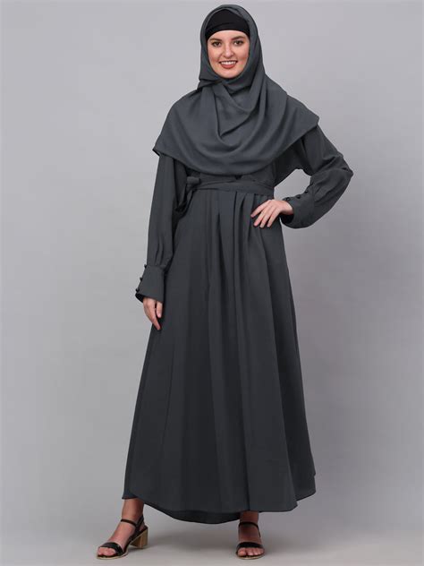 Klotthe Women Grey Embellished Burqa With Scarves – KLOTTHE®
