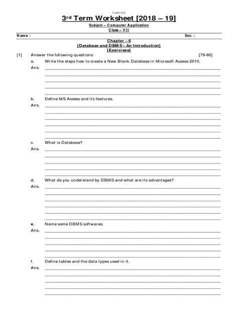 Image result for Application Software Worksheet Class 7