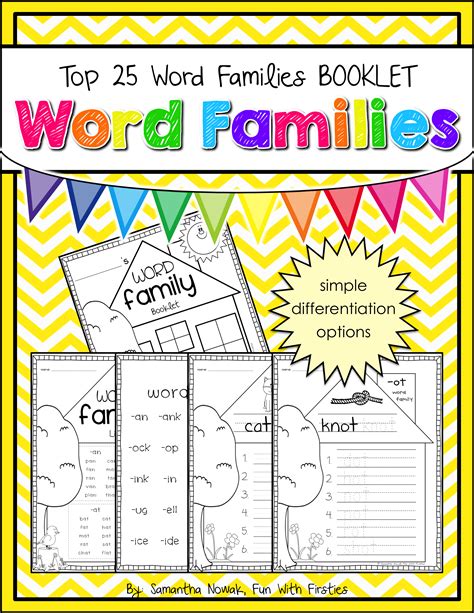 Word Family Booklet: featuring the top 25 word families | Word families ...