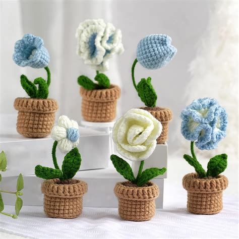 Yasons Woobles Crochet Kit,6 pcs Potted Flowers Crochet Kit for ...