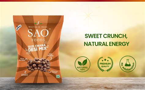 SAO Foods Gud Chana Desi Mix - 400g | Pack of 10 Small Packs | Healthy ...