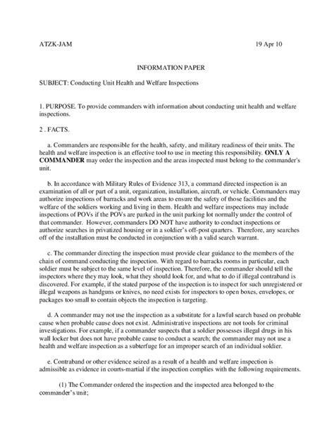 Fillable Online Health and welfare inspections: What are they? When can ...