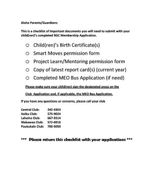Fillable Online bgcmaui application form Fax Email Print - pdfFiller