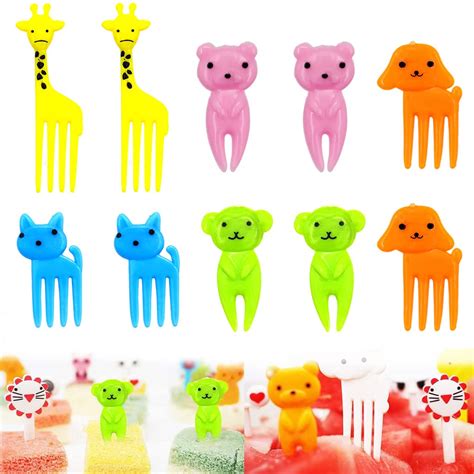 Buy HASTHIP® 10 Pcs Dessert Fruit Forks for Kids, Cute Animals Little ...