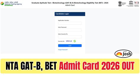 NTA GAT-B, BET Admit Card 2026 Released at exams.nta.nic.in; Download ...