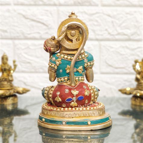 Buy Handcrafted Pure Brass Hanuman Statue | 7.5" Tall | Golden Tone ...