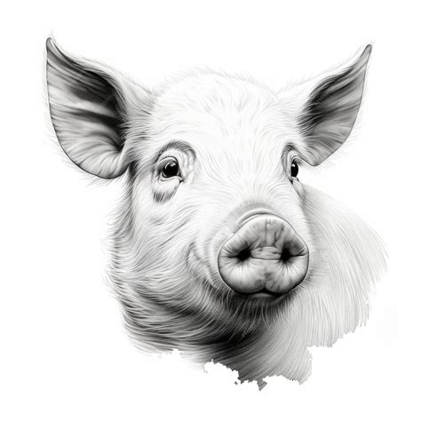 Dessin de tatouage de portrait de cochon noir et blanc réaliste | Image ...