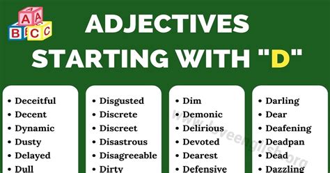 202 Adjectives that Start with D in English - Love English