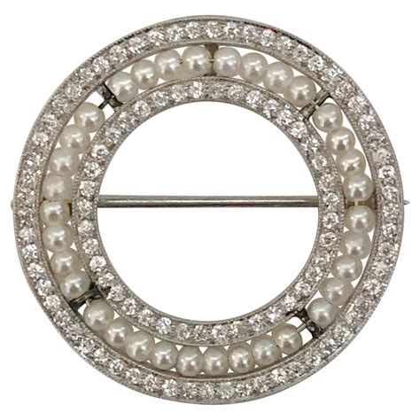 Diamond and Pearl Brooch For Sale at 1stDibs | circular brooch
