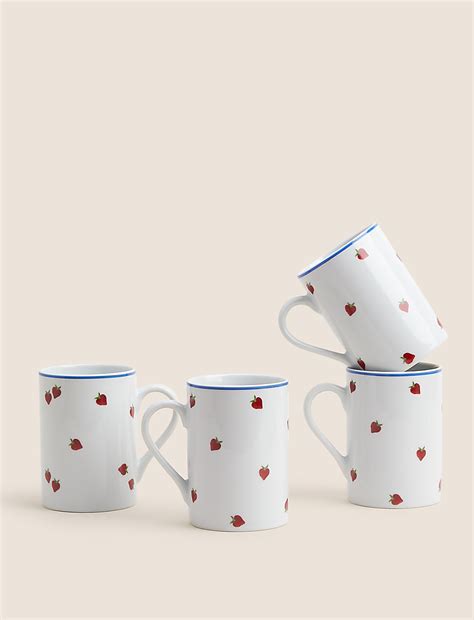 Buy Set of 4 Strawberry Mugs at Marks & Spencer