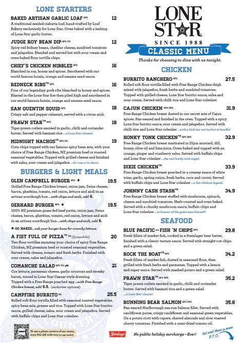 Menu at Lone Star Cafe & Bar, Pukekohe, 8 Massey Ave