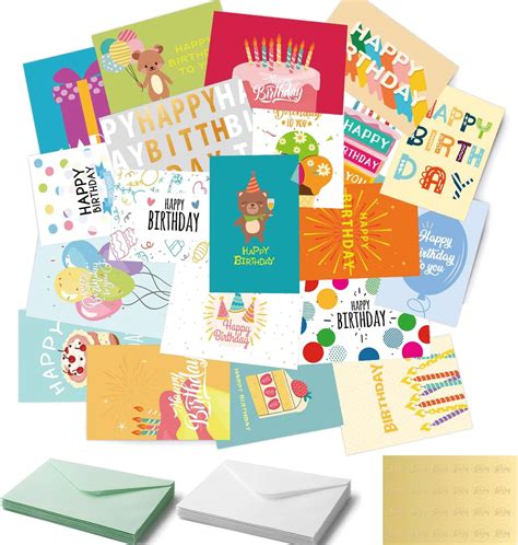 24 Unique Birthday Cards with Envelopes & Stickers | 4x6 Inches Blank ...