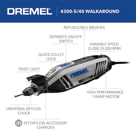 Shop Dremel 4300 Corded Variable Speed Rotary Tool with 5 Attachments ...