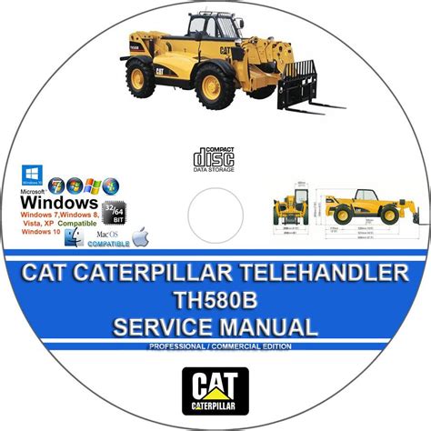 Cat Caterpillar TH580B Telehandler Service Repair Manual on CD + Parts ...