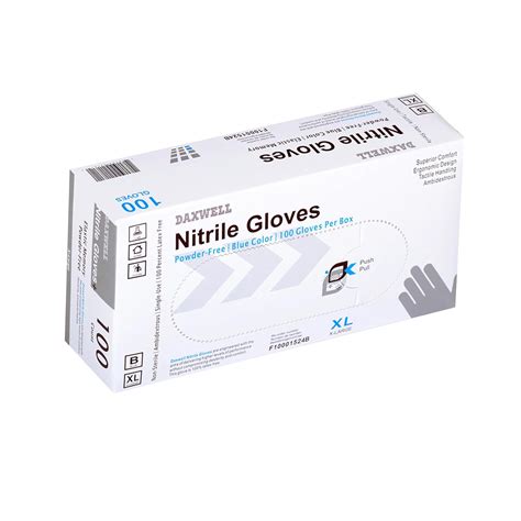 Daxwell Nitrile Gloves, Powder Free, Extra Large, Blue, F10001524B (Box ...