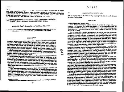 Intercropping Effects On Insect Pests Of Cassava In Colombia And Of ...