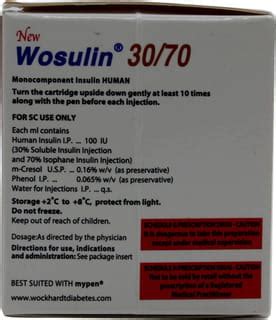 Wosulin 100 IU/ML Injection (9): Uses, Side Effects, Price & Dosage ...